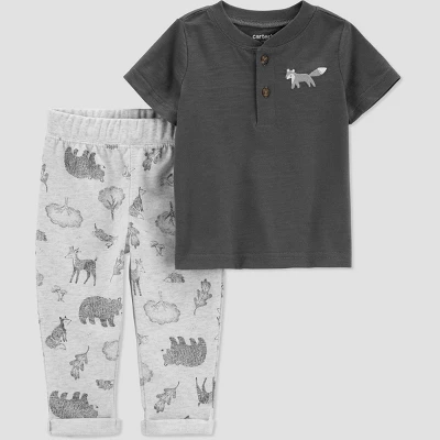 Carter's Just One You® Baby Boys' Critter Top & Bottom Set - Gray 5 Carter's Just One You® Baby Boys' Critter Top & Bottom Set - Gray - Image 3