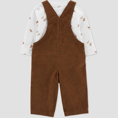 Carter's Just One You®️ Baby Boys' Reindeer Top & Overalls Set - Brown/Cream 4 Carter's Just One You®️ Baby Boys' Reindeer Top & Overalls Set - Brown/Cream - Image 2