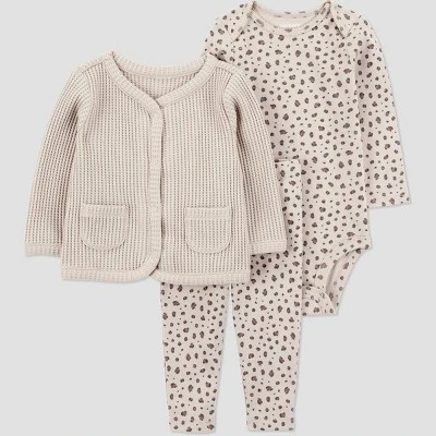 Carter's Just One You® Baby Girls' 3pc Thermal Cheetah Printed Jacket & Pants Set - Tan 7 Carter's Just One You® Baby Girls' 3pc Thermal Cheetah Printed Jacket & Pants Set - Tan - Image 5