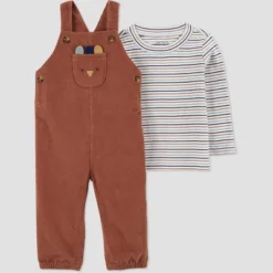 Carter's Just One You® Baby Boys' Striped Overalls - Brown -Carter's Just One You GUEST 05793257 f50a 41cc 9379 3c53f9211235