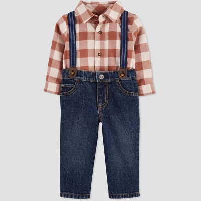 Carter's Just One You®️ Baby Boys' Plaid Top & Bottom Set - Brown 3 Carter's Just One You®️ Baby Boys' Plaid Top & Bottom Set - Brown