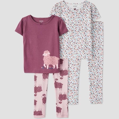 Carter's Just One You® Toddler Girls' Sheep And Ditsy Floral Short Sleeve Pajama Set - Purple 5 Carter's Just One You® Toddler Girls' Sheep And Ditsy Floral Short Sleeve Pajama Set - Purple - Image 3