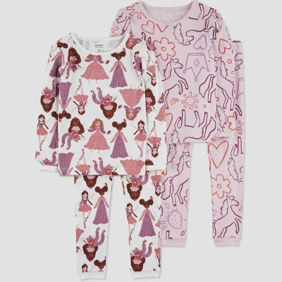 Carter's Just One You® Toddler Girls' Princesses And Horses Long Sleeve Pajama Set - Pink 5 Carter's Just One You® Toddler Girls' Princesses And Horses Long Sleeve Pajama Set - Pink - Image 3