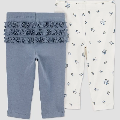 Carter's Just One You® Baby Girls' 2pk Floral Ruffle Pants - Blue 8 Carter's Just One You® Baby Girls' 2pk Floral Ruffle Pants - Blue - Image 6