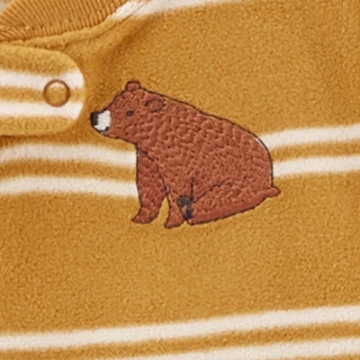 Carter's Just One You®️ Toddler Boys' 2pk Bear Fox And Striped Fleece Footed Pajama - Gold 4 Carter's Just One You®️ Toddler Boys' 2pk Bear Fox And Striped Fleece Footed Pajama - Gold - Image 2