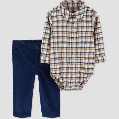 Carter's Just One You®️ Baby Boys' Plaid Top & Bottom Set - Brown/Blue 6 Carter's Just One You®️ Baby Boys' Plaid Top & Bottom Set - Brown/Blue - Image 4