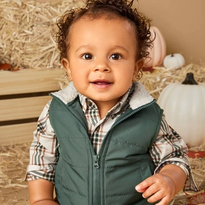 Carter's Just One You®️ Baby Boys' Plaid Top & Bottom Set - Green/Brown 7 Carter's Just One You®️ Baby Boys' Plaid Top & Bottom Set - Green/Brown - Image 6