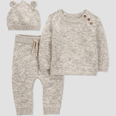 Carter's Just One You® Baby 3pc Marled Sweater Top & Pants Set - Brown 6 Carter's Just One You® Baby 3pc Marled Sweater Top & Pants Set - Brown - Image 4