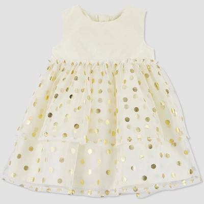Carter's Just One You® Baby Girls' Foil Dot Dress - White/Gold 4 Carter's Just One You® Baby Girls' Foil Dot Dress - White/Gold - Image 2