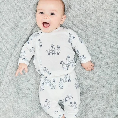 Carter's Just One You® Baby 4pc Llama Pajama Set - White/Gray 6 Carter's Just One You® Baby 4pc Llama Pajama Set - White/Gray - Image 4