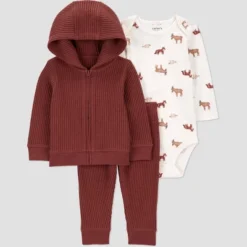 Carter's Just One You® Baby Boys' 3pc Thermal Wilderness Animals Sweatshirt & Pants Set - Brown -Carter's Just One You GUEST 16aa6695 5783 4b7c ae0b a3507551eb1e