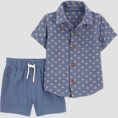 Carter's Just One You® Baby Boys' 2pc Geo Top & Shorts Set - Blue 5 Carter's Just One You® Baby Boys' 2pc Geo Top & Shorts Set - Blue - Image 3