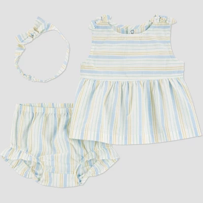 Carter's Just One You® Baby Girls' 3pc Striped Woven Top & Bottom Set With Headband 5 Carter's Just One You® Baby Girls' 3pc Striped Woven Top & Bottom Set With Headband - Image 3
