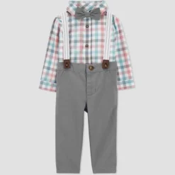 Carter's Just One You® Toddler Boys' Plaid Top & Bottom Set - Pink/Gray/Blue