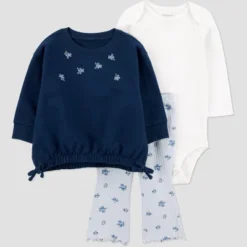 Carter's Just One You® Baby Girls' 3pc Floral Top & Bottom Set - Blue/Black -Carter's Just One You GUEST 1ecf36e8 c083 49de 8f2a 48e4bfbcc1ca