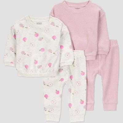Carter's Just One You® Baby Girls' 4pc Apple Top & Bottom Set - Gray/Pink 8 Carter's Just One You® Baby Girls' 4pc Apple Top & Bottom Set - Gray/Pink - Image 6