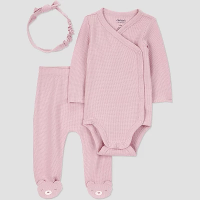 Carter's Just One You® Baby Girls' 3pc Top & Bottom Set - Pink 6 Carter's Just One You® Baby Girls' 3pc Top & Bottom Set - Pink - Image 4