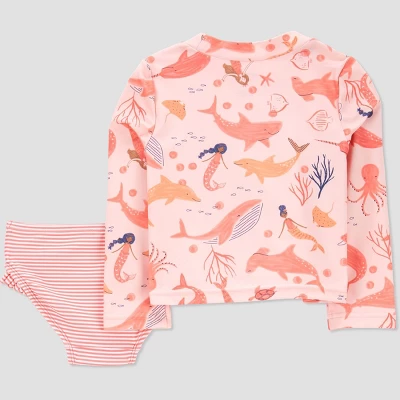 Carter's Just One You® Toddler Girls' 2pc Mermaid Rash Guard Set - Pink 3 Carter's Just One You® Toddler Girls' 2pc Mermaid Rash Guard Set - Pink
