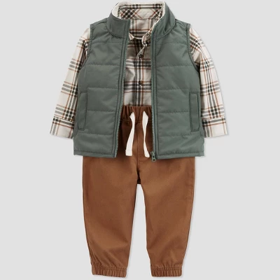 Carter's Just One You®️ Baby Boys' Plaid Top & Bottom Set - Green/Brown 2 Carter's Just One You®️ Baby Boys' Plaid Top & Bottom Set - Green/Brown