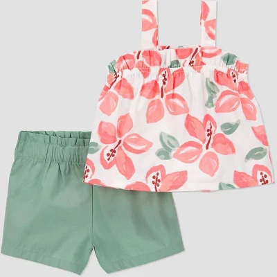 Carter's Just One You® Baby Girls' Tropical Floral - Green/White/Pink 5 Carter's Just One You® Baby Girls' Tropical Floral - Green/White/Pink - Image 3
