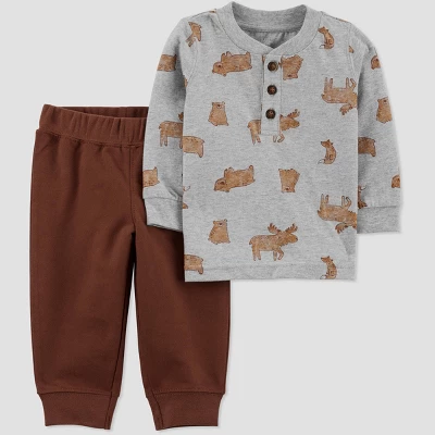 Carter's Just One You® Baby Boys' 2pc Woodland Top & Bottom Set - Brown 4 Carter's Just One You® Baby Boys' 2pc Woodland Top & Bottom Set - Brown - Image 2