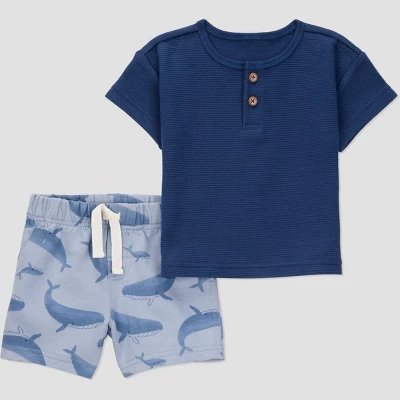 Carter's Just One You®️ Baby Boys' Textured Whale Top & Bottom Set - Navy Blue 5 Carter's Just One You®️ Baby Boys' Textured Whale Top & Bottom Set - Navy Blue - Image 3