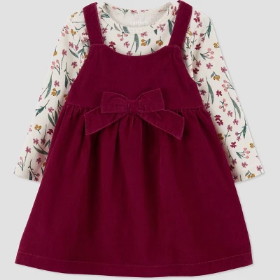Carter's Just One You®️ Baby Girls' Floral Top & Skirtall Set - Burgundy 7 Carter's Just One You®️ Baby Girls' Floral Top & Skirtall Set - Burgundy - Image 5