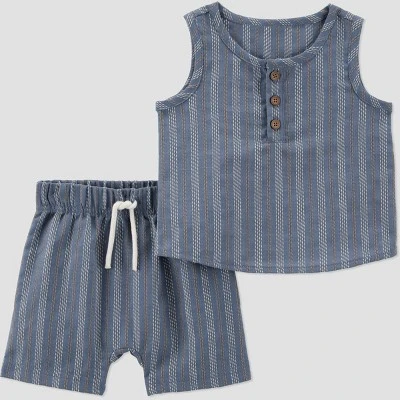Carter's Just One You® Baby Boys' Striped Tank & Shorts Set - Blue 5 Carter's Just One You® Baby Boys' Striped Tank & Shorts Set - Blue - Image 3