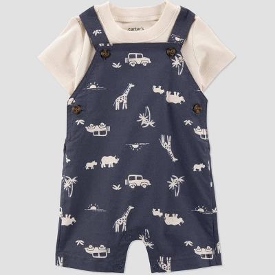 Carter's Just One You® Baby Boys' 2pc Safari Short Sleeve T-Shirt & Overalls Set - Gray 3 Carter's Just One You® Baby Boys' 2pc Safari Short Sleeve T-Shirt & Overalls Set - Gray