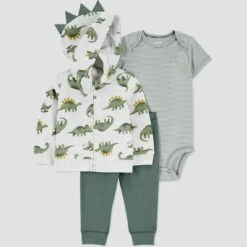 Carter's Just One You® Baby Boys' 3pc French Terry Dinosaur Sweatshirt, Short Sleeve Bodysuit & Pants Set - Green -Carter's Just One You GUEST 48ef2611 d075 41d8 8c9a 487a65de988e