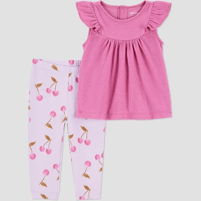 Carter's Just One You® Baby Girls' 2pc Cherries Top & Bottom Set - Purple 6 Carter's Just One You® Baby Girls' 2pc Cherries Top & Bottom Set - Purple - Image 4