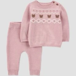 Carter's Just One You® Baby Girls' Bear Fair Isle Sweater Top & Pants Set - Pink -Carter's Just One You GUEST 58476f70 5fc2 4dfb 8ef1 76e5b2b45127