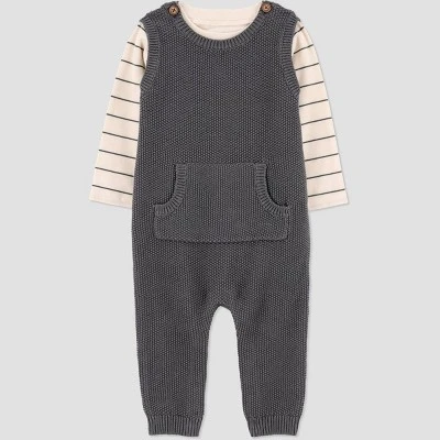 Carter's Just One You® Baby Boys' 2pc Striped Long Sleeve T-Shirt And Overalls Set - Gray 3 Carter's Just One You® Baby Boys' 2pc Striped Long Sleeve T-Shirt And Overalls Set - Gray