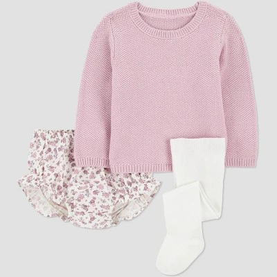 Carter's Just One You® Baby Girls' 3pc Floral Sweater & Bloomer With Tights Set - Pink 7 Carter's Just One You® Baby Girls' 3pc Floral Sweater & Bloomer With Tights Set - Pink - Image 5