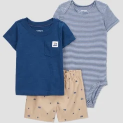 Carter's Just One You® Baby Boys' 3pc Whale Bodysuit Set - Navy Blue/Khaki -Carter's Just One You GUEST 59f4de86 2d5b 428f ab7a 5fe9584e536f