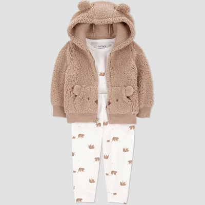 Carter's Just One You® Baby Boys' 3pc Thermal Bear Sweatshirt & Pants Set - Brown 3 Carter's Just One You® Baby Boys' 3pc Thermal Bear Sweatshirt & Pants Set - Brown