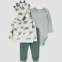 Carter's Just One You® Baby Boys' 3pc Fleece Dinosaur Sweatshirt, Long Sleeve Bodysuit & Pants Set - Green -Carter's Just One You GUEST 62eac11e 428e 4c0b 9b0b 59b5088c7267