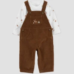 Carter's Just One You®️ Baby Boys' Reindeer Top & Overalls Set - Brown/Cream