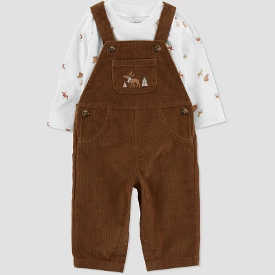 Carter's Just One You®️ Baby Boys' Reindeer Top & Overalls Set - Brown/Cream 3 Carter's Just One You®️ Baby Boys' Reindeer Top & Overalls Set - Brown/Cream