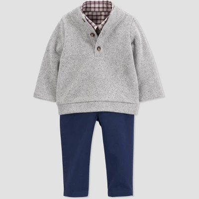 Carter's Just One You®️ Baby Boys' Plaid Top & Bottom Set - Cream 4 Carter's Just One You®️ Baby Boys' Plaid Top & Bottom Set - Cream - Image 2