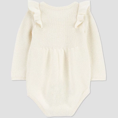 Carter's Just One You® Baby Girls' Ruffle Sweater Bubble Romper - Cream 3 Carter's Just One You® Baby Girls' Ruffle Sweater Bubble Romper - Cream