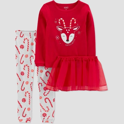 Carter's Just One You® Toddler Girls' Reindeer Tutu Pajama Set - Gray/Red 5 Carter's Just One You® Toddler Girls' Reindeer Tutu Pajama Set - Gray/Red - Image 3
