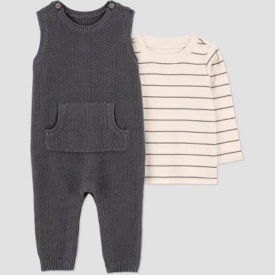 Carter's Just One You® Baby Boys' 2pc Striped Long Sleeve T-Shirt And Overalls Set - Gray 9 Carter's Just One You® Baby Boys' 2pc Striped Long Sleeve T-Shirt And Overalls Set - Gray - Image 7