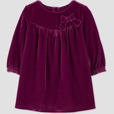 Carter's Just One You® Baby Girls' Long Sleeve Velour Dress - Purple 4 Carter's Just One You® Baby Girls' Long Sleeve Velour Dress - Purple - Image 2