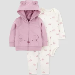 Carter's Just One You® Baby Girls' 3pc French Terry Bear Sweatshirt & Pants Set - Pink -Carter's Just One You GUEST 80845814 8e50 4de8 8882 ab584c0e98fa