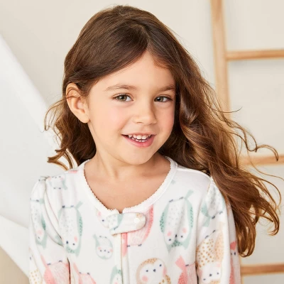 Carter's Just One You®️ Toddler Girls' 2pk Florals And Owls Fleece Footed Pajama - Ivory/Green 8 Carter's Just One You®️ Toddler Girls' 2pk Florals And Owls Fleece Footed Pajama - Ivory/Green - Image 6