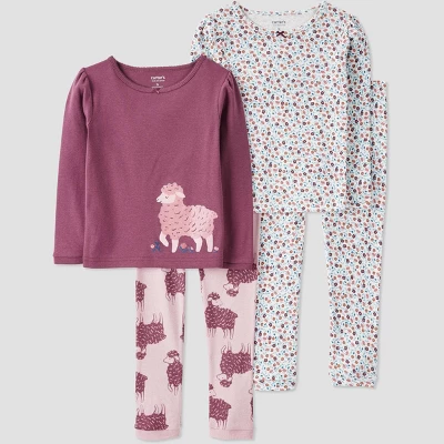 Carter's Just One You® Toddler Girls' Sheep And Ditsy Floral Long Sleeve Pajama Set - Purple 5 Carter's Just One You® Toddler Girls' Sheep And Ditsy Floral Long Sleeve Pajama Set - Purple - Image 3