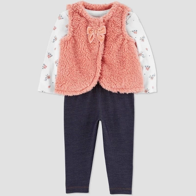 Carter's Just One You® Baby Girls' Sherpa Vest & Bodysuit - Pink 3 Carter's Just One You® Baby Girls' Sherpa Vest & Bodysuit - Pink