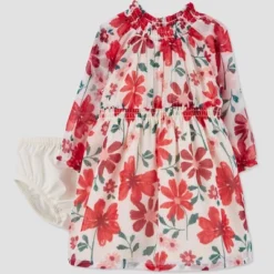 Carter's Just One You® Baby Girls' Long Sleeve Floral Dress - Red -Carter's Just One You GUEST 8df33403 2a6f 4350 afb2 da5073a13a7f