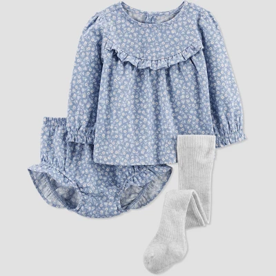 Carter's Just One You®️ Baby Girls' Floral & Bottom Set - Blue 5 Carter's Just One You®️ Baby Girls' Floral & Bottom Set - Blue - Image 3